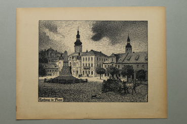 Kunst Druck / Wilhelm Thiele Potsdam / 1920er Jahre / Pless / Pszczyna / Polen / Rathaus / wohl Holzschnitt